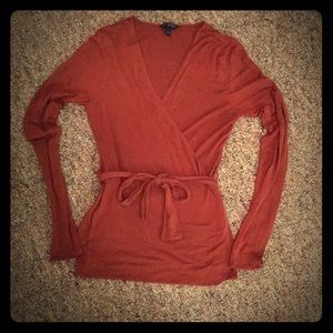 Burnt Orange/Brown long sleeve wrap shirt